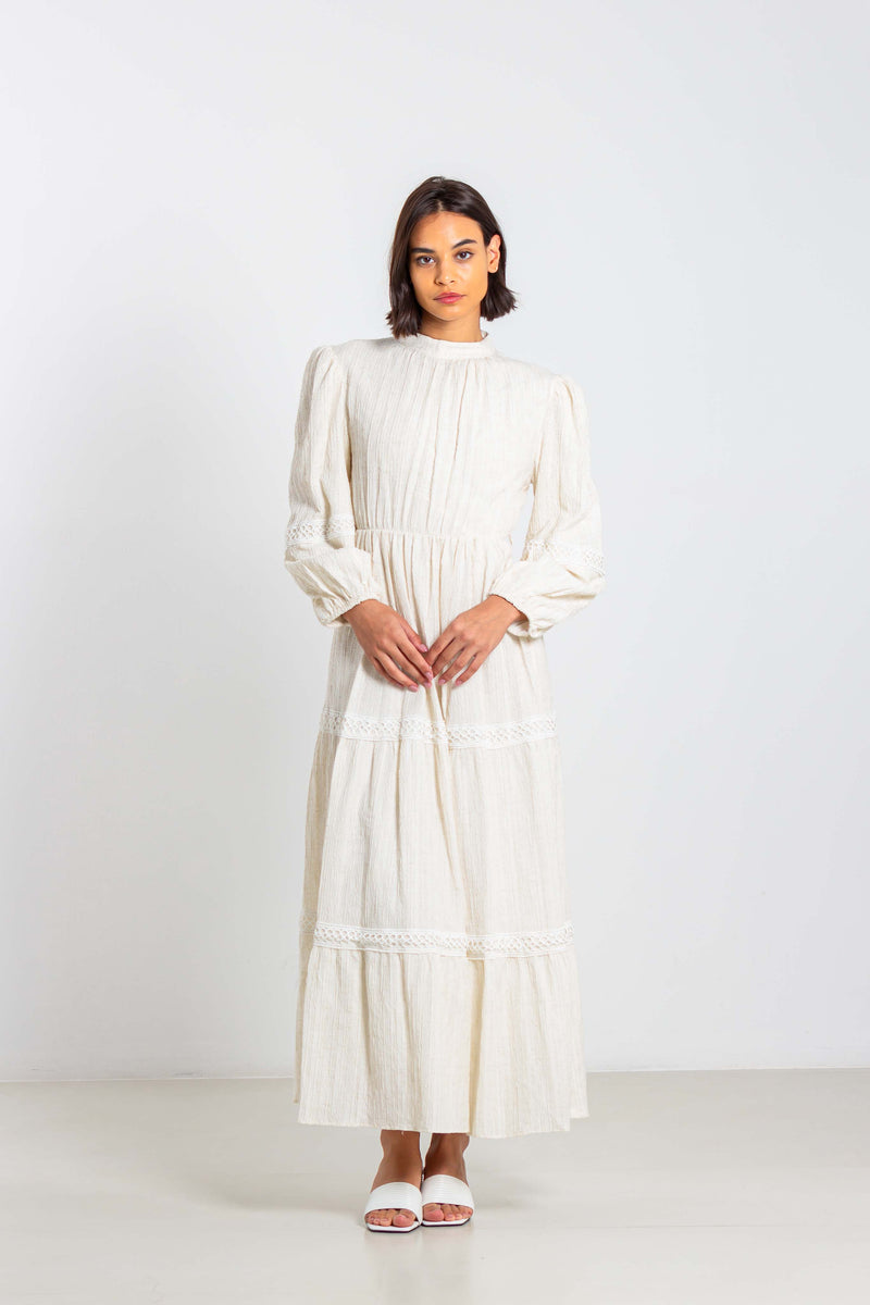 TEXTURED LINEN BLEND DRESS