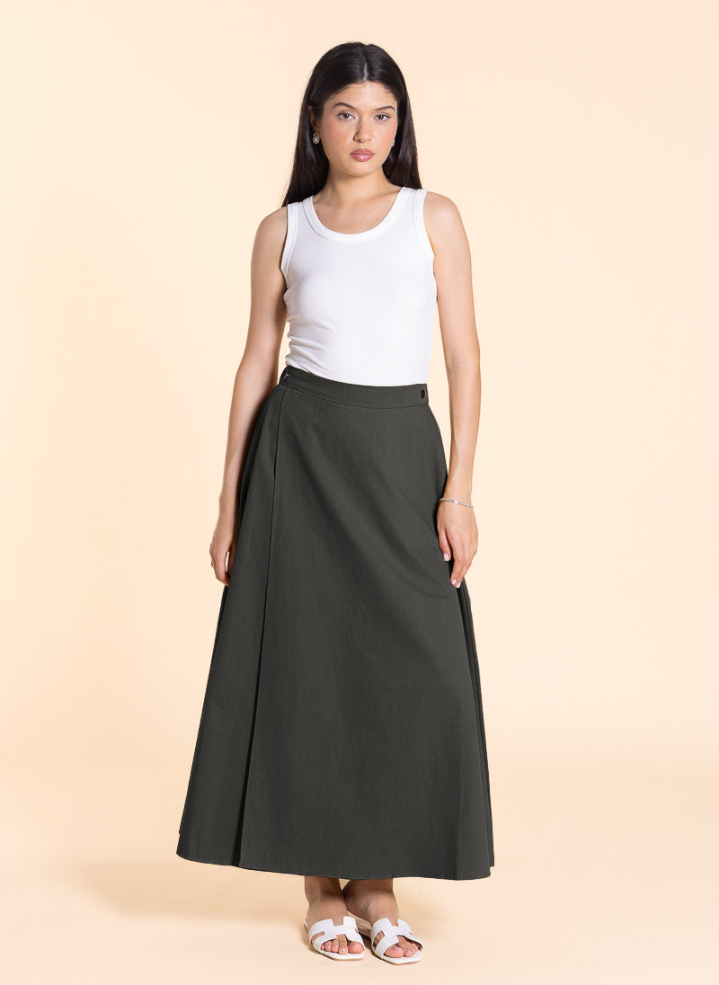 DETAILED A-LINE MAXI SKIRT