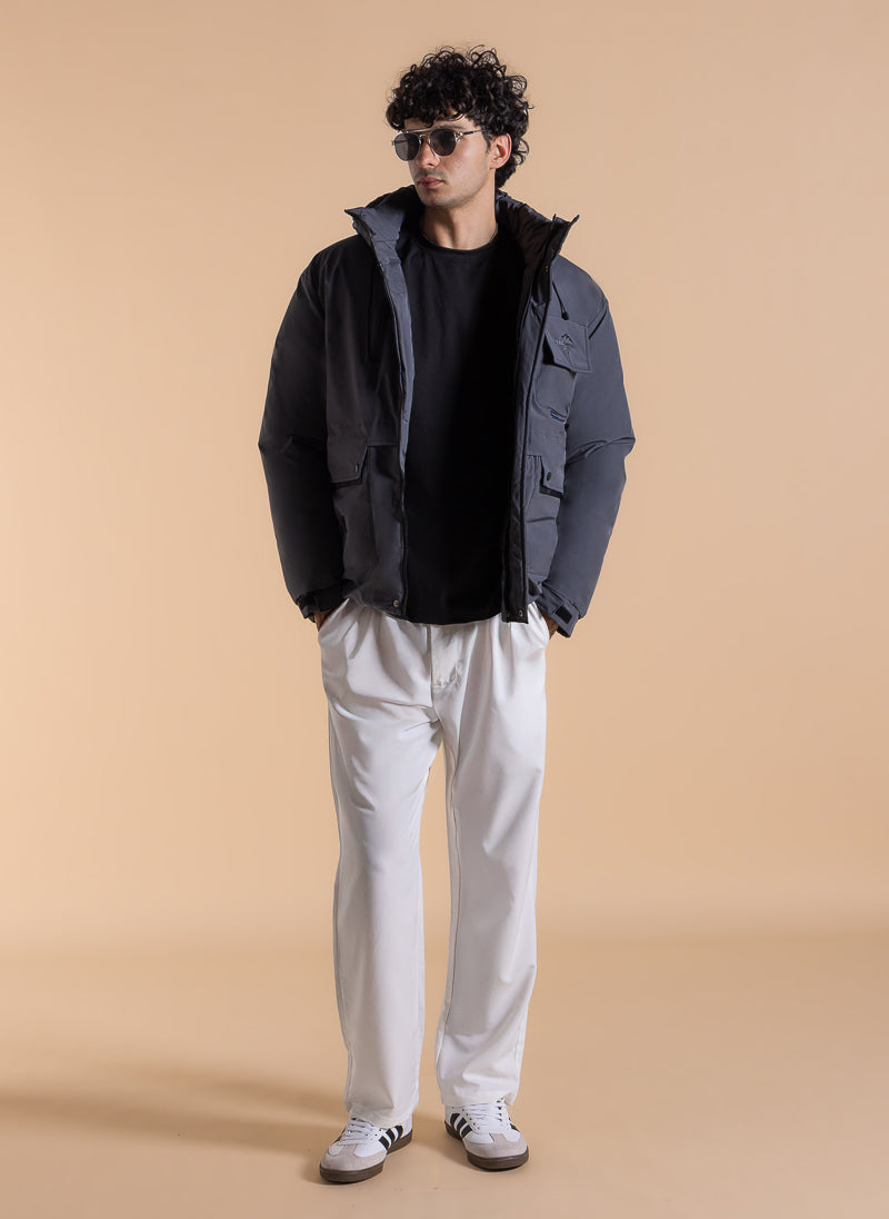 DETAILED HOODED PUFFER JACKET