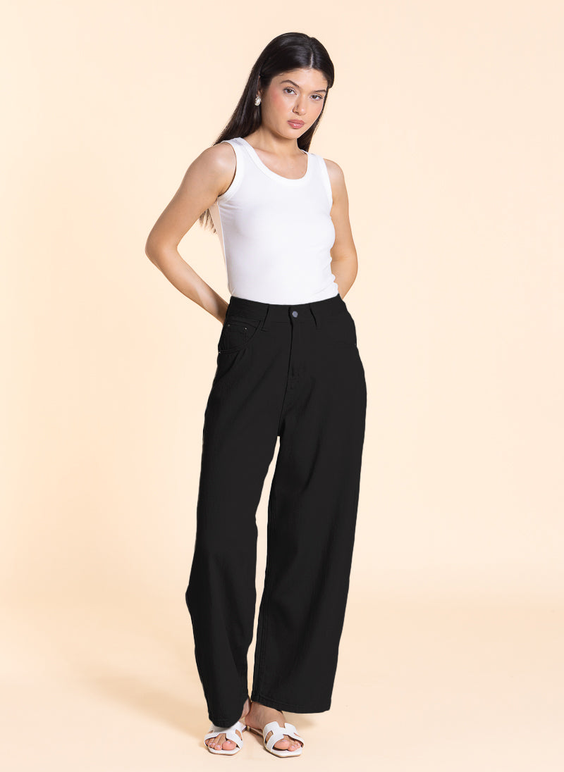 SOFT HIGH-WAIST WIDE LEG JEANS