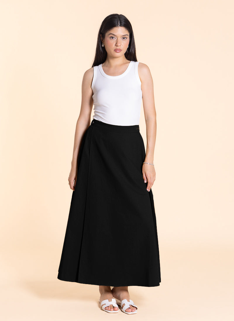 DETAILED A-LINE MAXI SKIRT