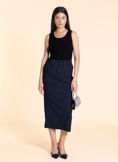 MIDI LINEN BLEND SKIRT
