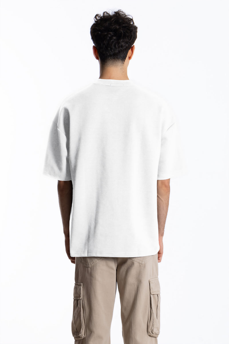 PRINTED MIDWEIGHT COTTON BLEND T-SHIRT