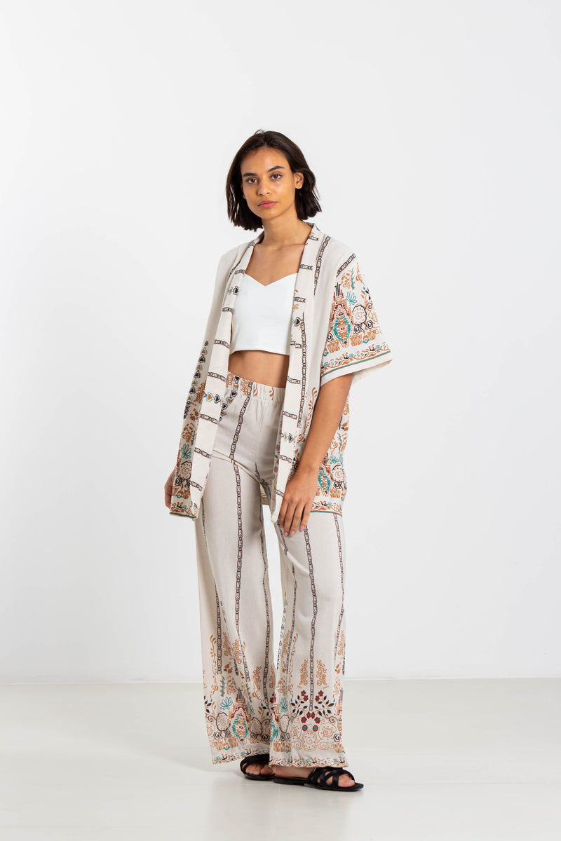 ETHNIC PRINT KIMONO SET