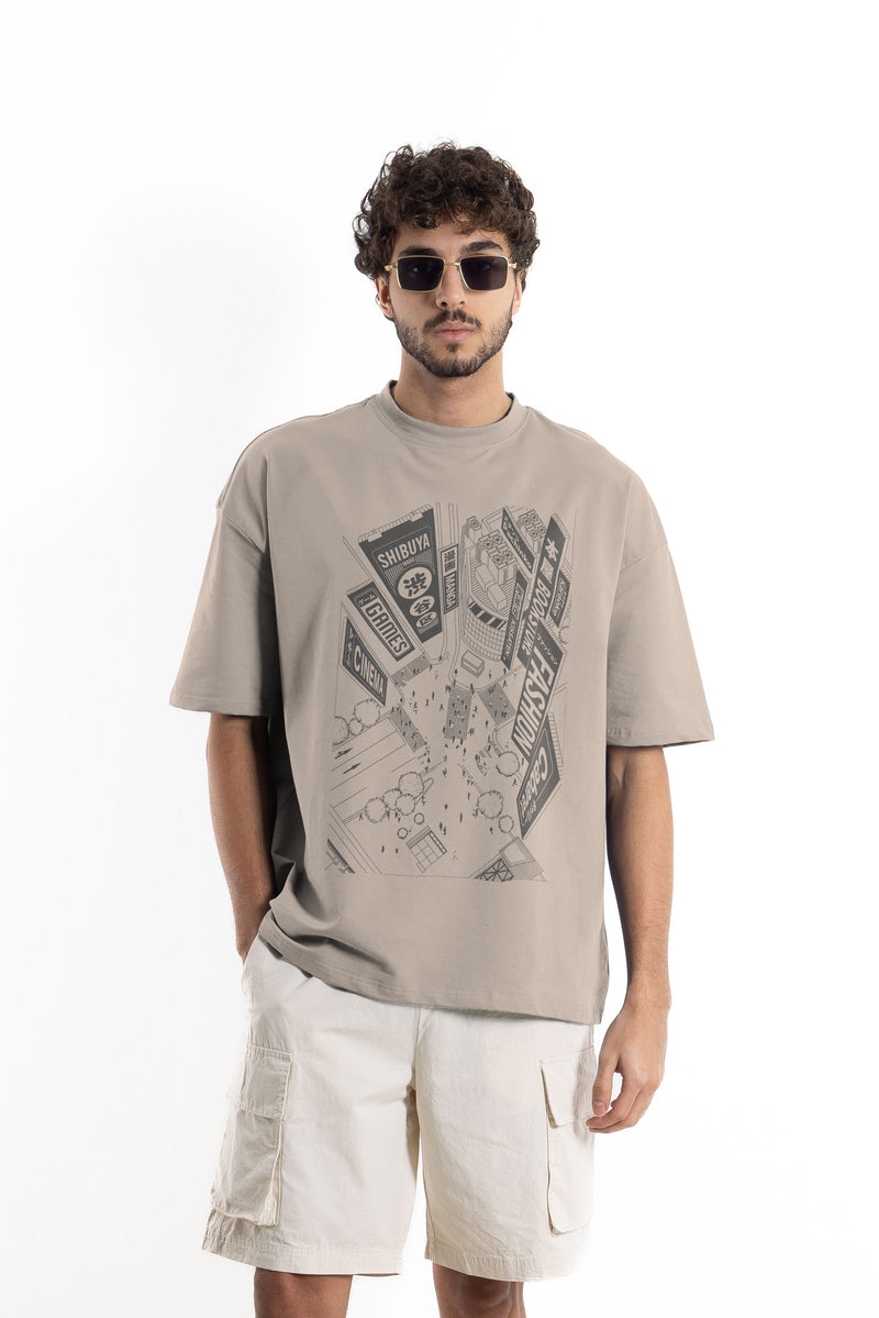 PRINTED COTTON BLEND T-SHIRT