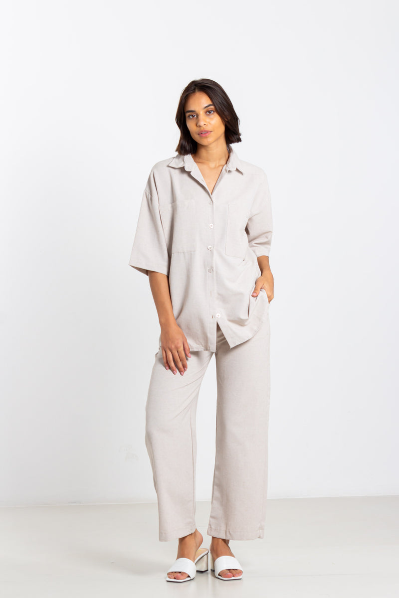 LINEN BLEND SHIRT SET