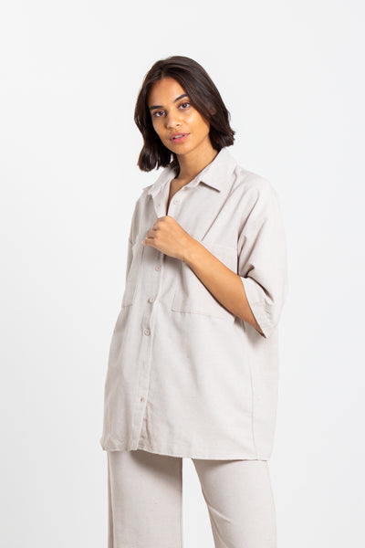 LINEN BLEND SHIRT SET