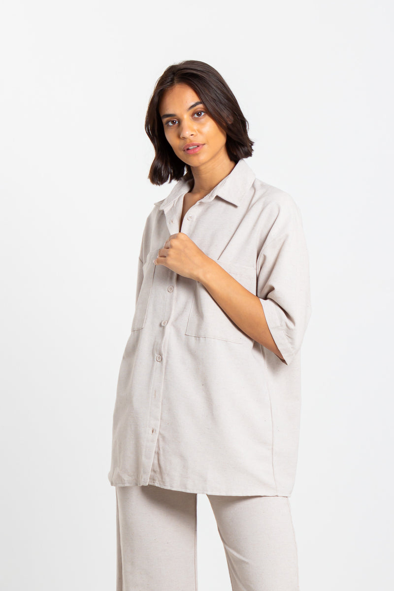 LINEN BLEND SHIRT SET