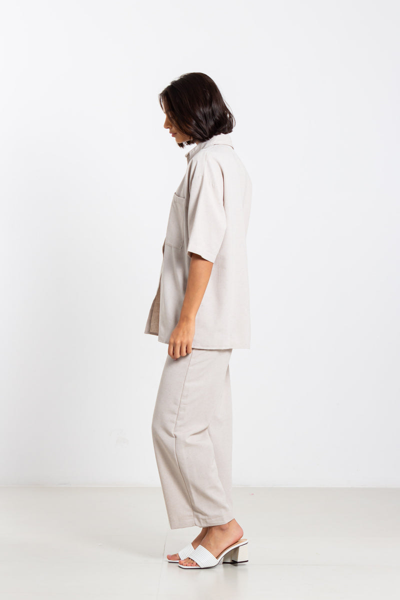LINEN BLEND SHIRT SET