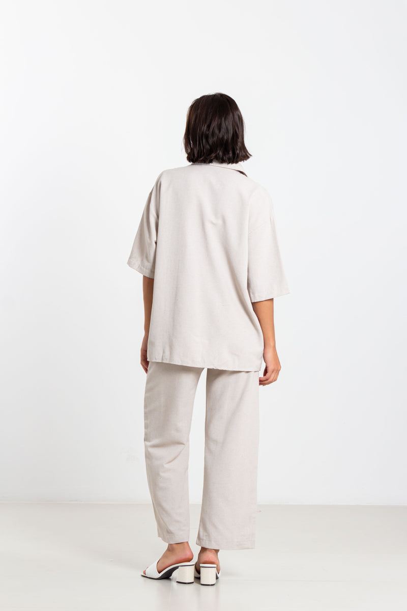 LINEN BLEND SHIRT SET