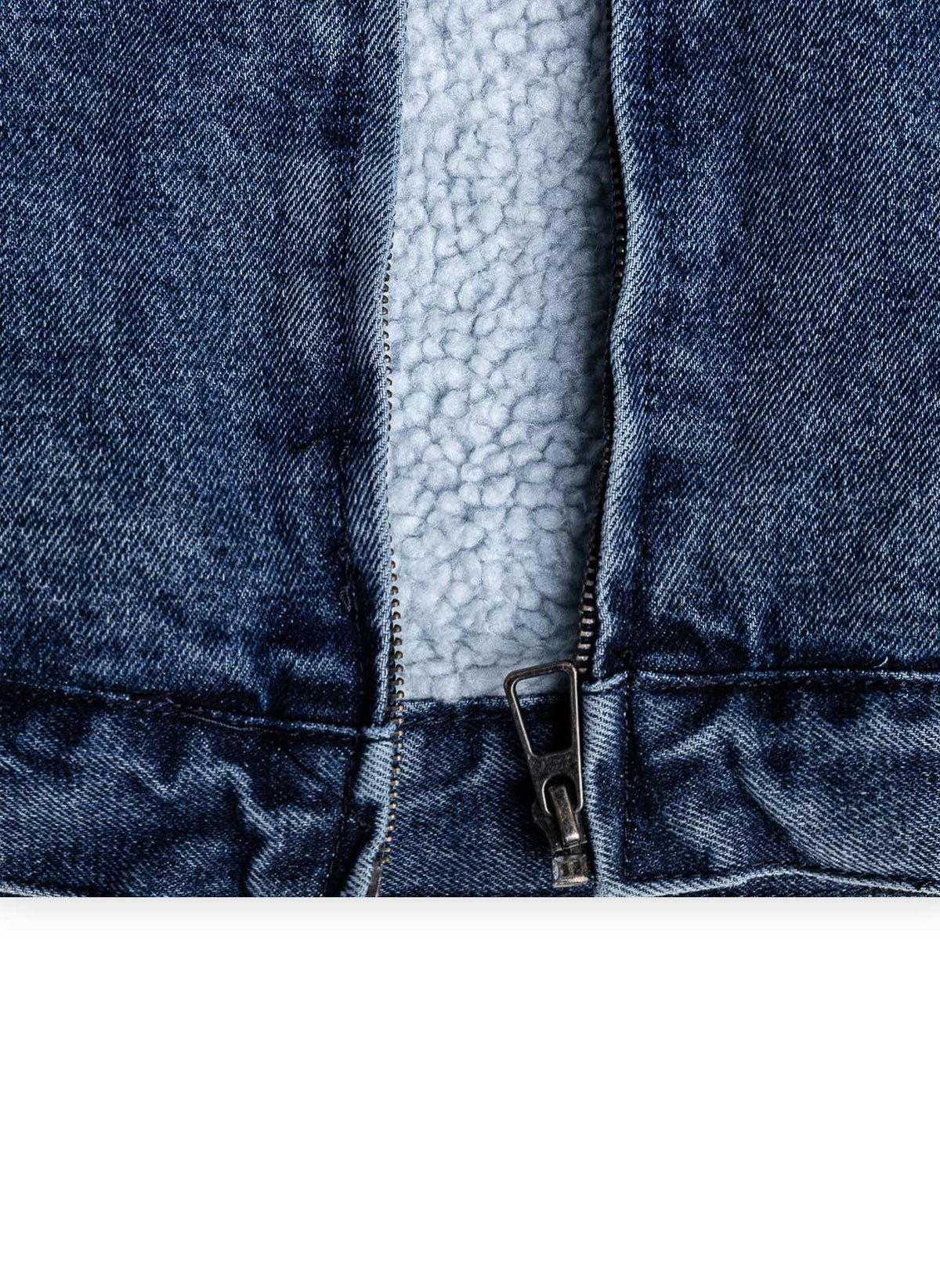FLEECE LINED ZIP DENIM JACKET