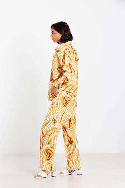 PRINTED SATIN SHIRT SET