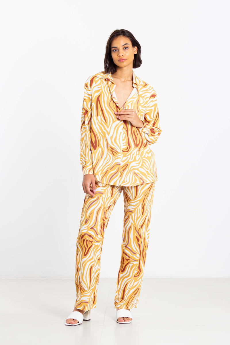 PRINTED SATIN SHIRT SET
