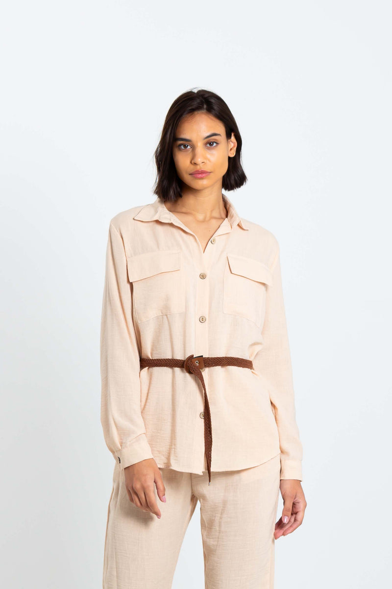 LINEN BLEND SHIRT SET