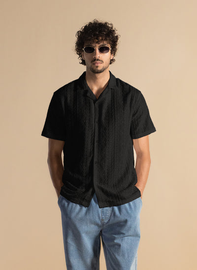 TEXTURED SEMI-SHEER COTTON SHIRT