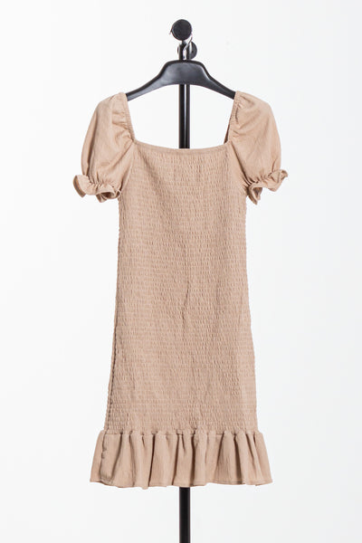 PUFFED SHOULDER SHORT DRESS