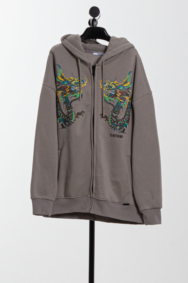 EMBROIDERED OVERSIZED HOODIE JACKET
