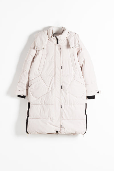 WIND PROTECTION HOODED LONG PUFFER JACKET