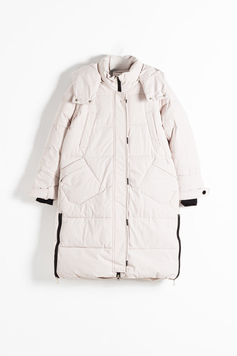 WIND PROTECTION HOODED LONG PUFFER JACKET