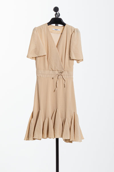 LINEN BLEND DETAILED WAIST DRESS