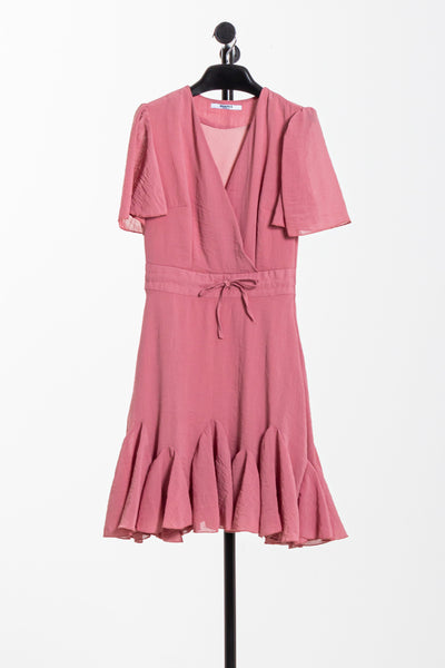 LINEN BLEND DETAILED WAIST DRESS