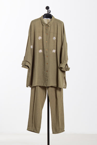 SEQUINNED LINEN SHIRT SET
