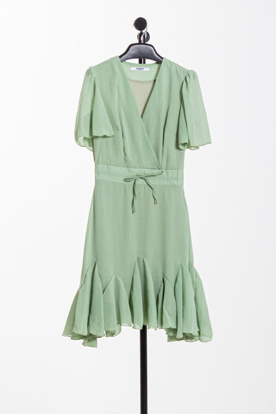 LINEN BLEND DETAILED WAIST DRESS