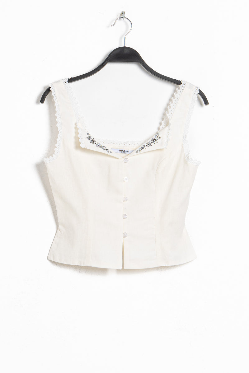 EMBROIDERED LINEN BLEND WASITCOAT
