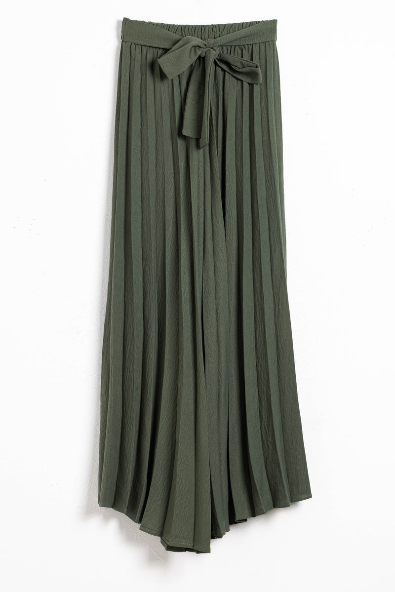 PLEATED WIDE-LEG TROUSERS