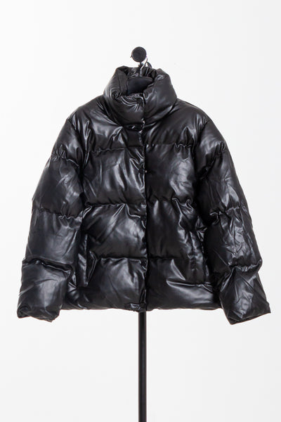 FAUX LEATHER PUFFER JACKET