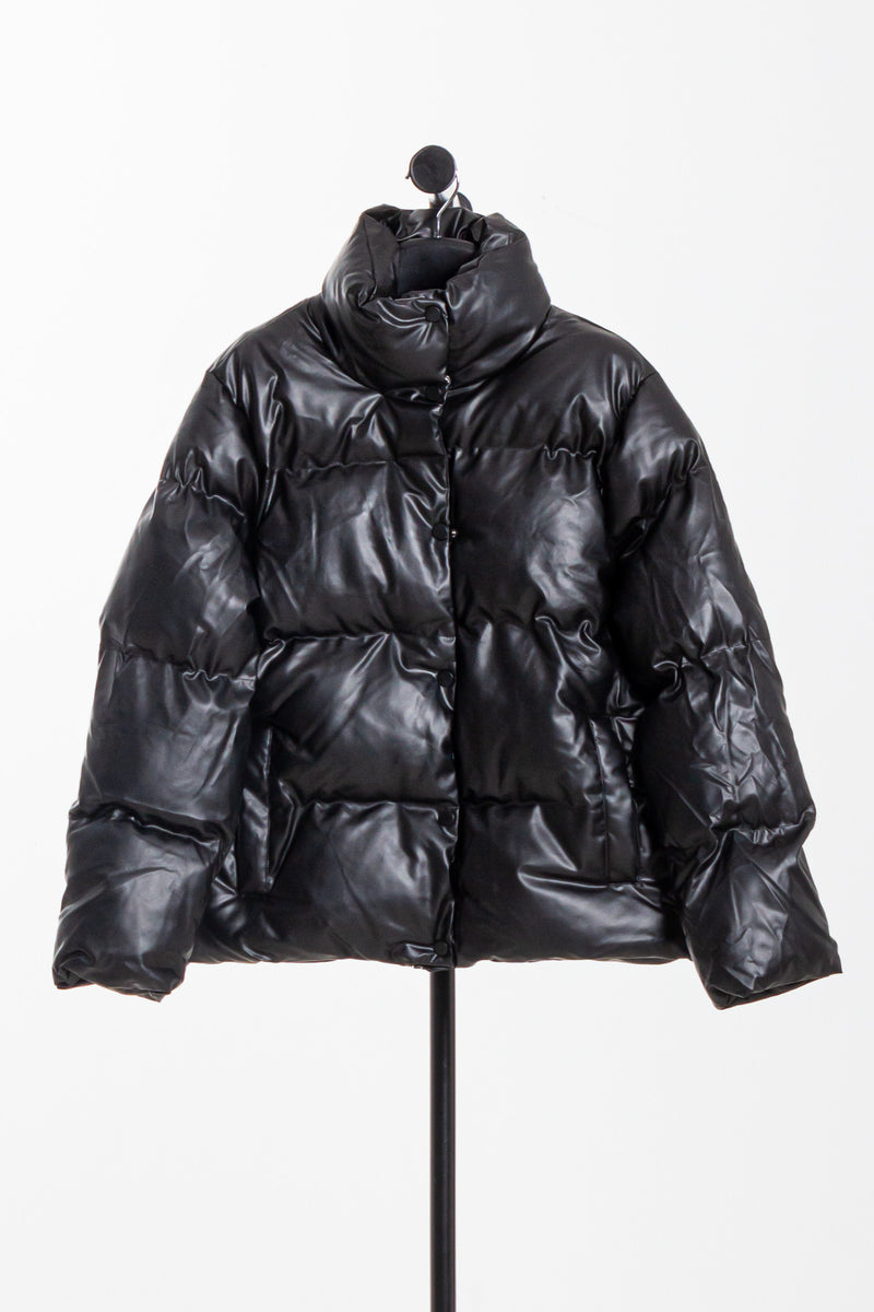 FAUX LEATHER PUFFER JACKET