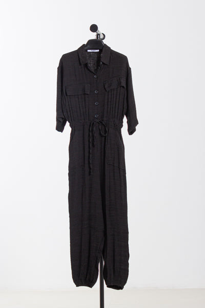 GABARDINE SHIRT STYLE JUMPSUIT