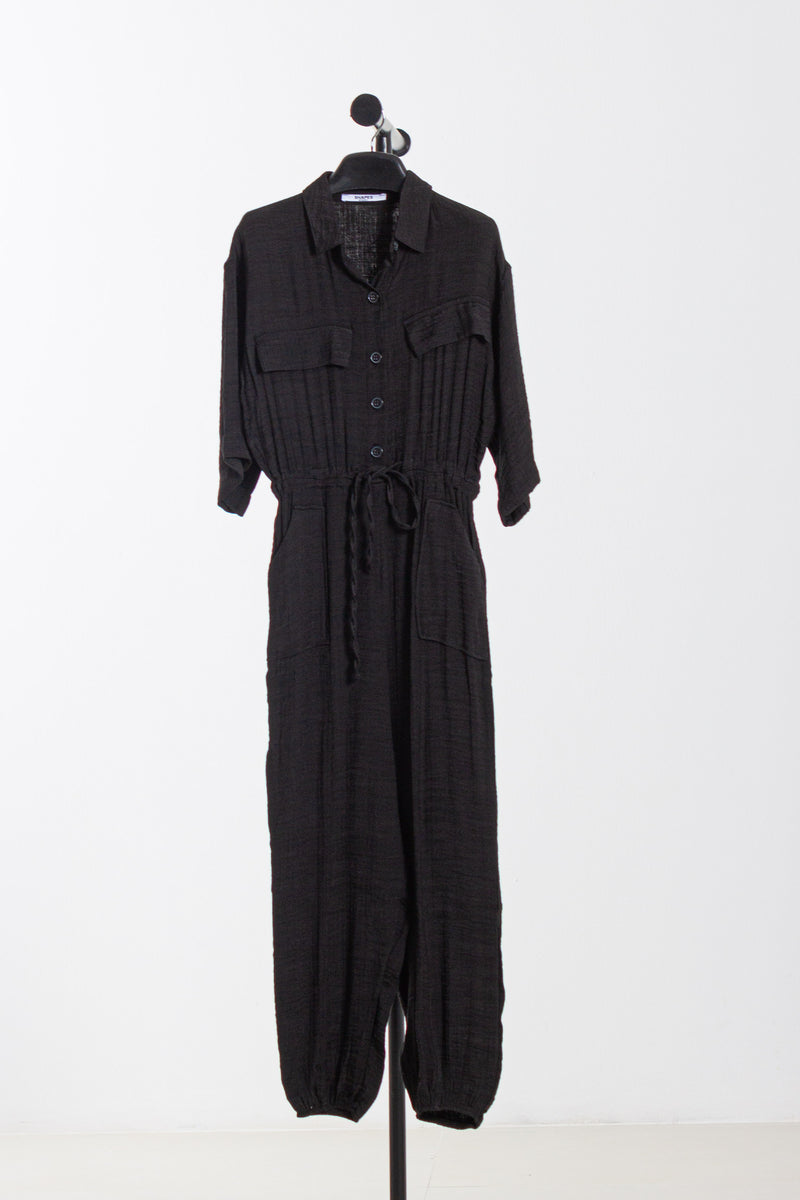 GABARDINE SHIRT STYLE JUMPSUIT