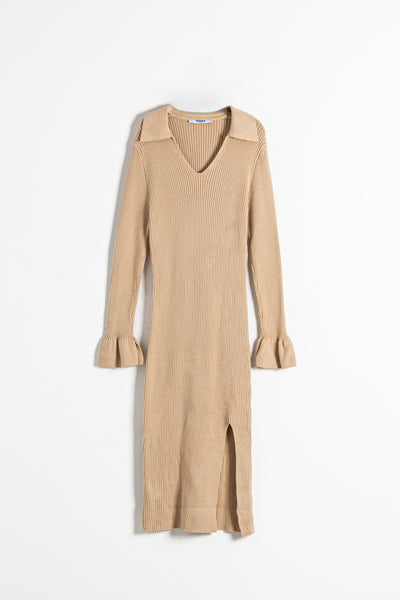 DETAILED KNIT SLIT DRESS