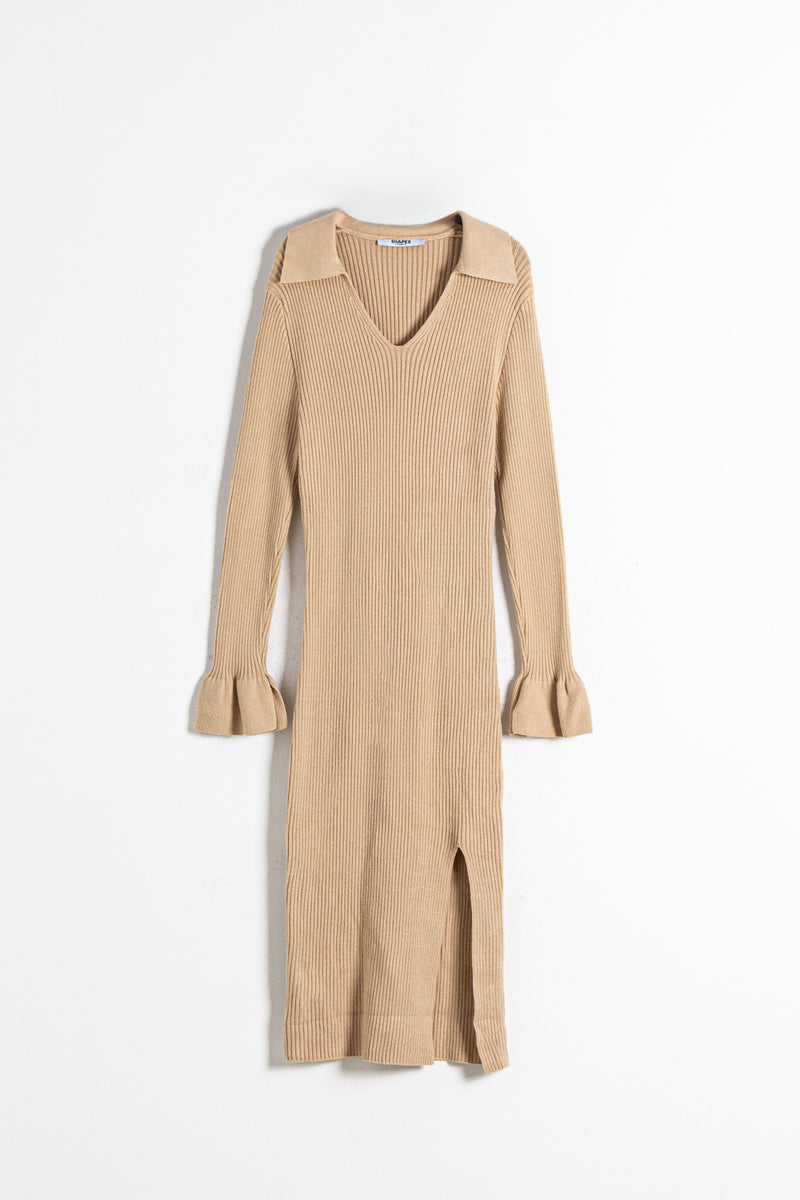 DETAILED KNIT SLIT DRESS