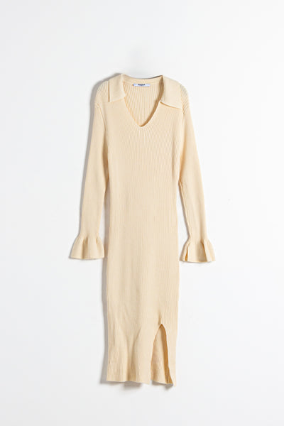 DETAILED KNIT SLIT DRESS