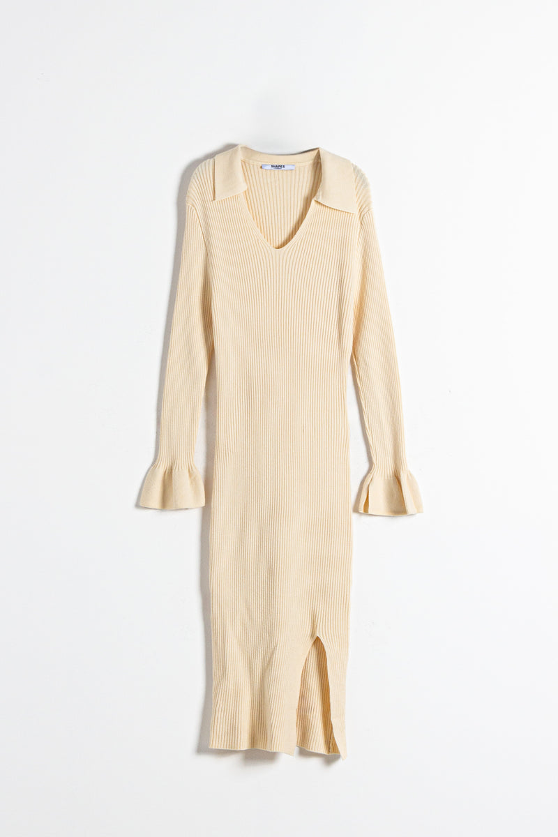 DETAILED KNIT SLIT DRESS