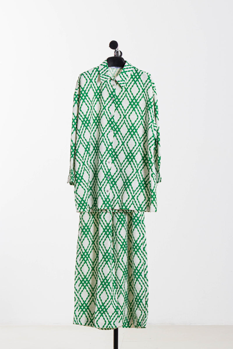 PRINTED LINEN BLEND SHIRT SET