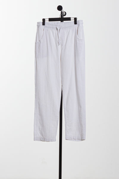 STRIPED LINEN BLEND TROUSERS