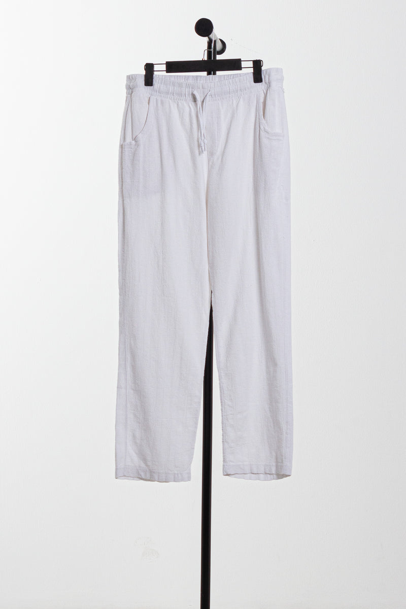 STRIPED LINEN BLEND TROUSERS