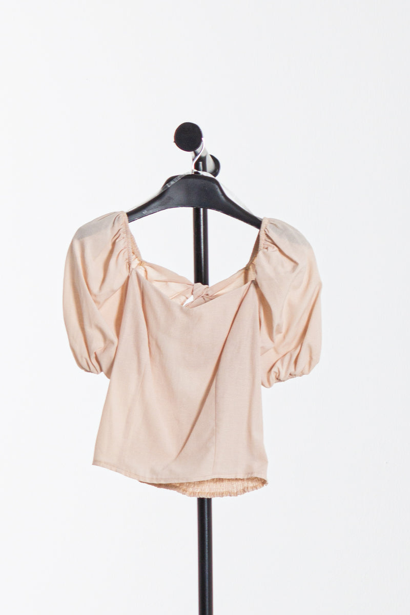 PUFF SLEEVE TOP WITH BACK TIE