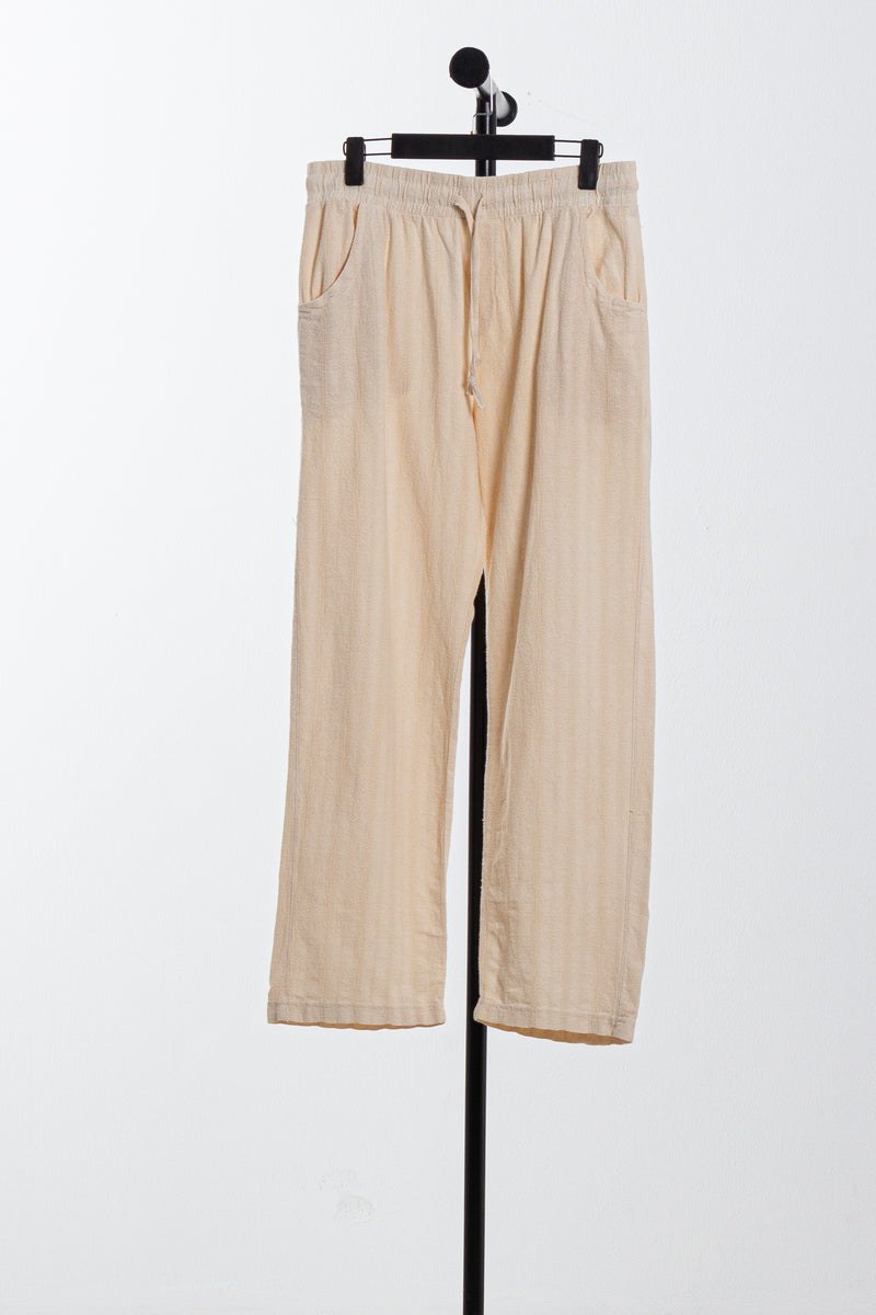 STRIPED LINEN BLEND TROUSERS