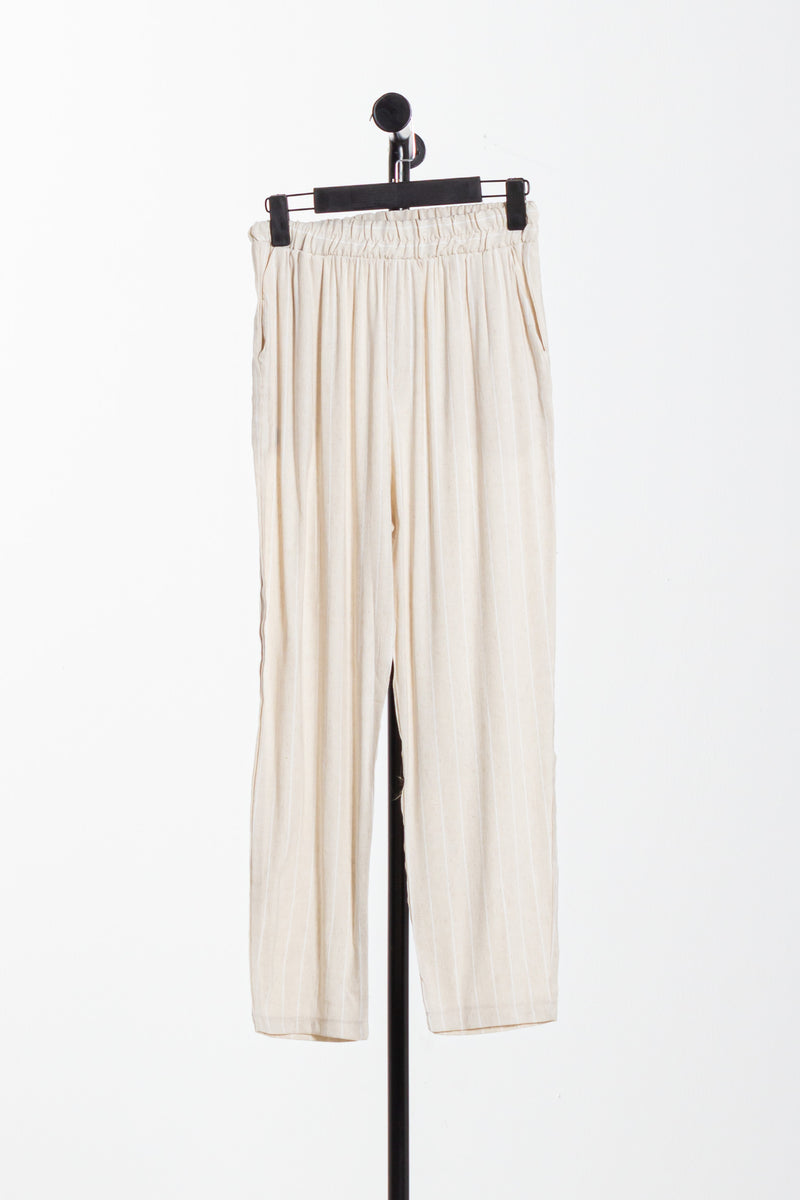 STRIPED JOGGER WAIST TROUSERS