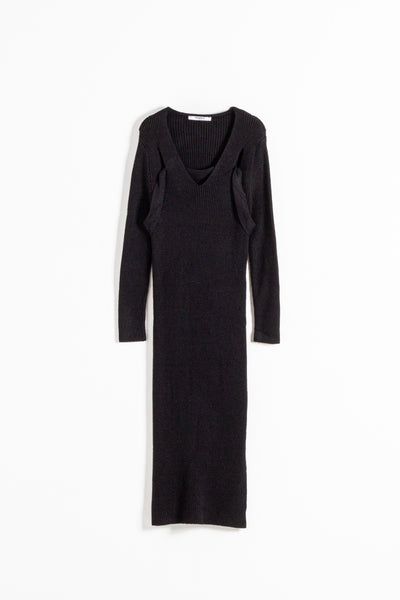 FITTED KNIT MIDI DRESS