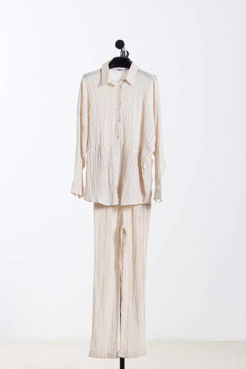 TEXTURED COTTON SHIRT SET