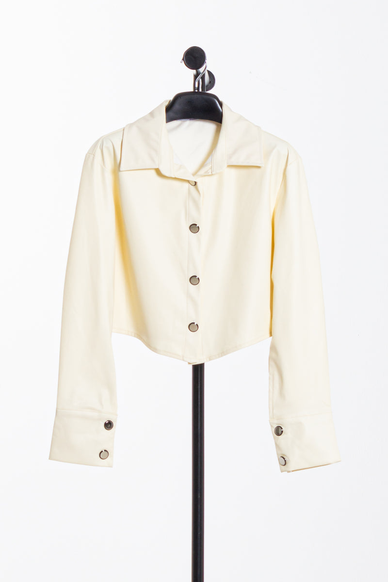 FAUX LEATHER CROP JACKET