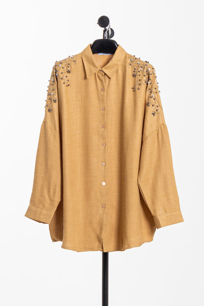 LINEN BLEND DETAILED SHIRT