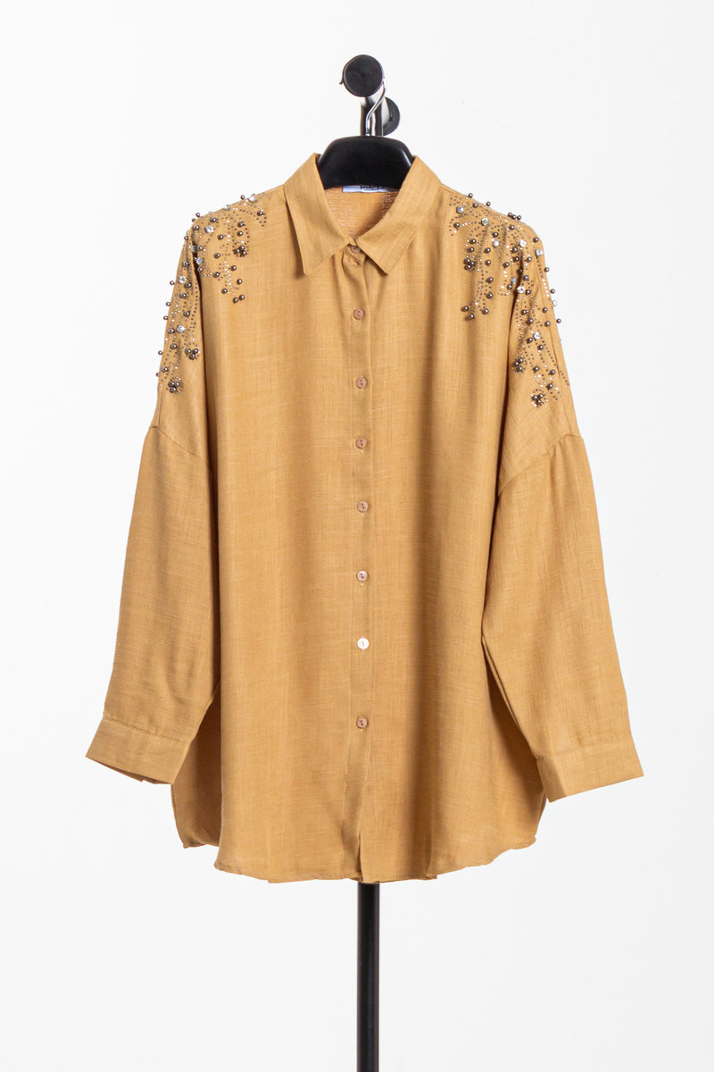 LINEN BLEND DETAILED SHIRT