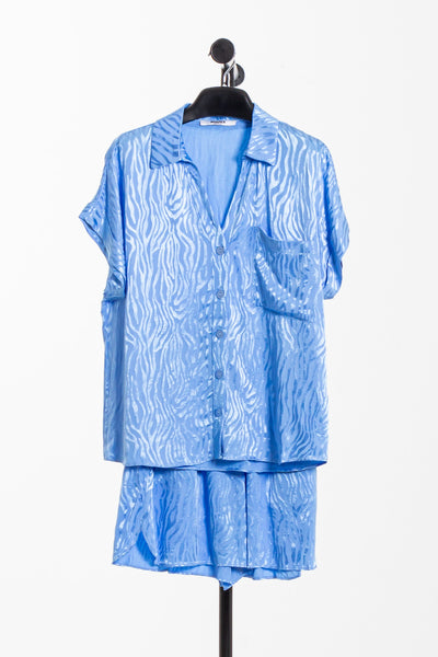 FLOWING TEXTURED SATIN SHIRT SET