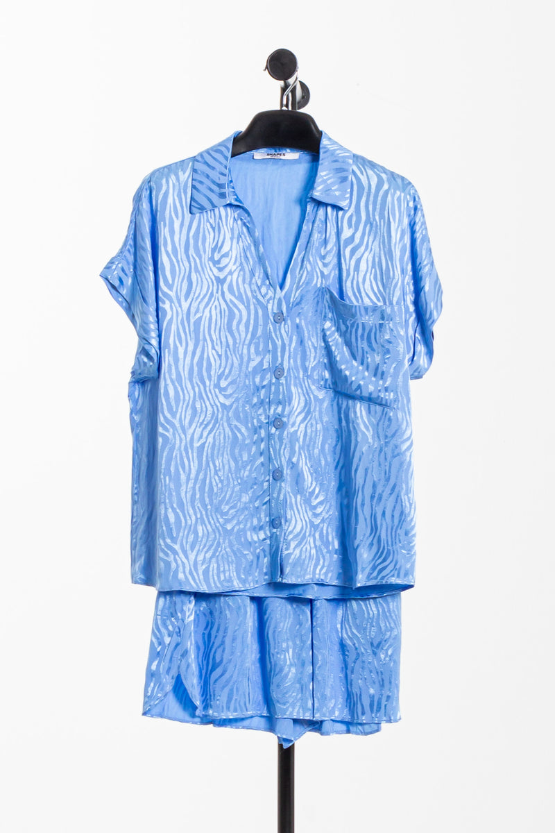 FLOWING TEXTURED SATIN SHIRT SET
